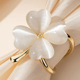 Elegant Temperament Clover Cat's Eye Scarf Ring