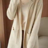 Casual Elegant Lapel Mid-Length Knitted Cardigan - liwisi