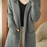 Casual Elegant Lapel Mid-Length Knitted Cardigan - liwisi