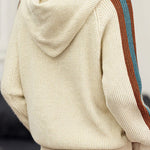 Casual Color-Block Striped Hooded Knitted Top - liwisi