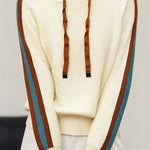 Casual Color-Block Striped Hooded Knitted Top - liwisi