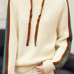 Casual Color-Block Striped Hooded Knitted Top - liwisi