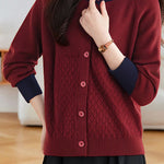 Casual Color-Block Argyle Jacquard Cardigan - liwisi