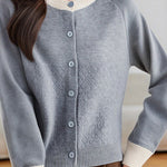 Casual Color-Block Argyle Jacquard Cardigan - liwisi