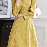 Elegant Floral Textured V-Neck Dress