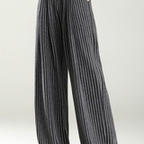 Casual Color-Block Striped Pleated Wide-Leg Pants