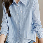 Casual Polo Collar Striped Shirt - liwisi