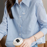 Casual Polo Collar Striped Shirt - liwisi