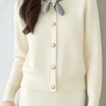 Casual Bow-Collar Knitted Cardigan - liwisi