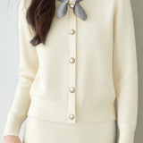 Casual Bow-Collar Knitted Cardigan - liwisi