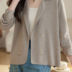 Casual Versatile Blazer-Style Knitted Cardigan - liwisi