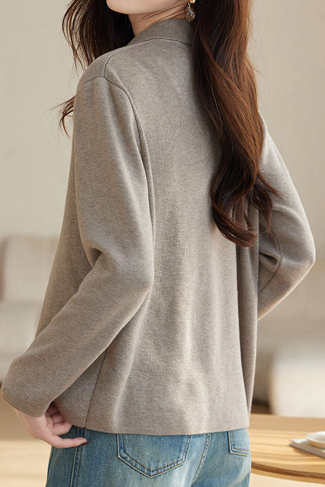 Casual Versatile Blazer-Style Knitted Cardigan - liwisi