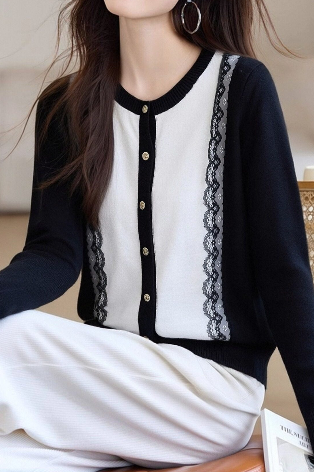 Casual Lace Knitted Cardigan - liwisi