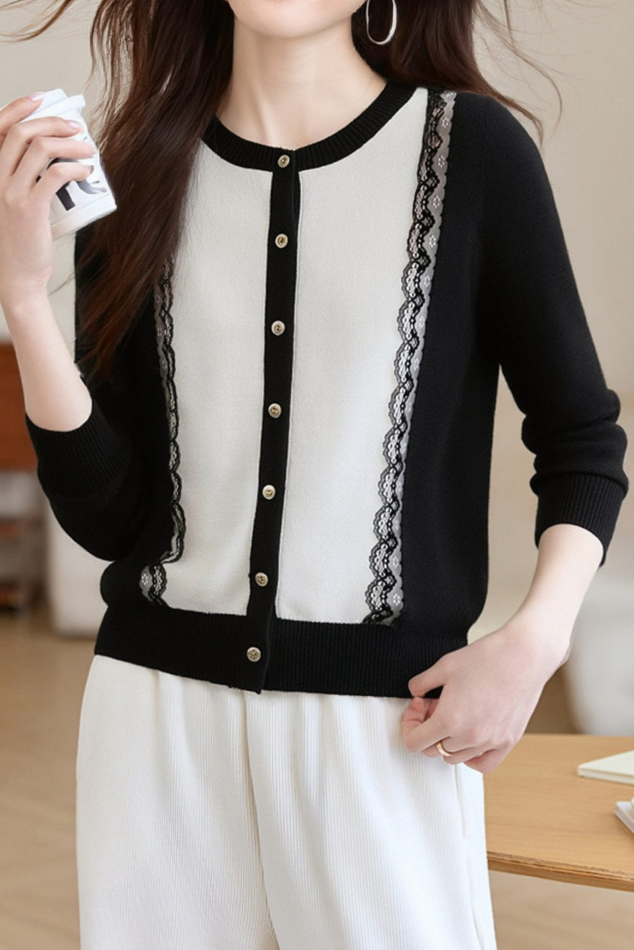 Casual Lace Knitted Cardigan - liwisi