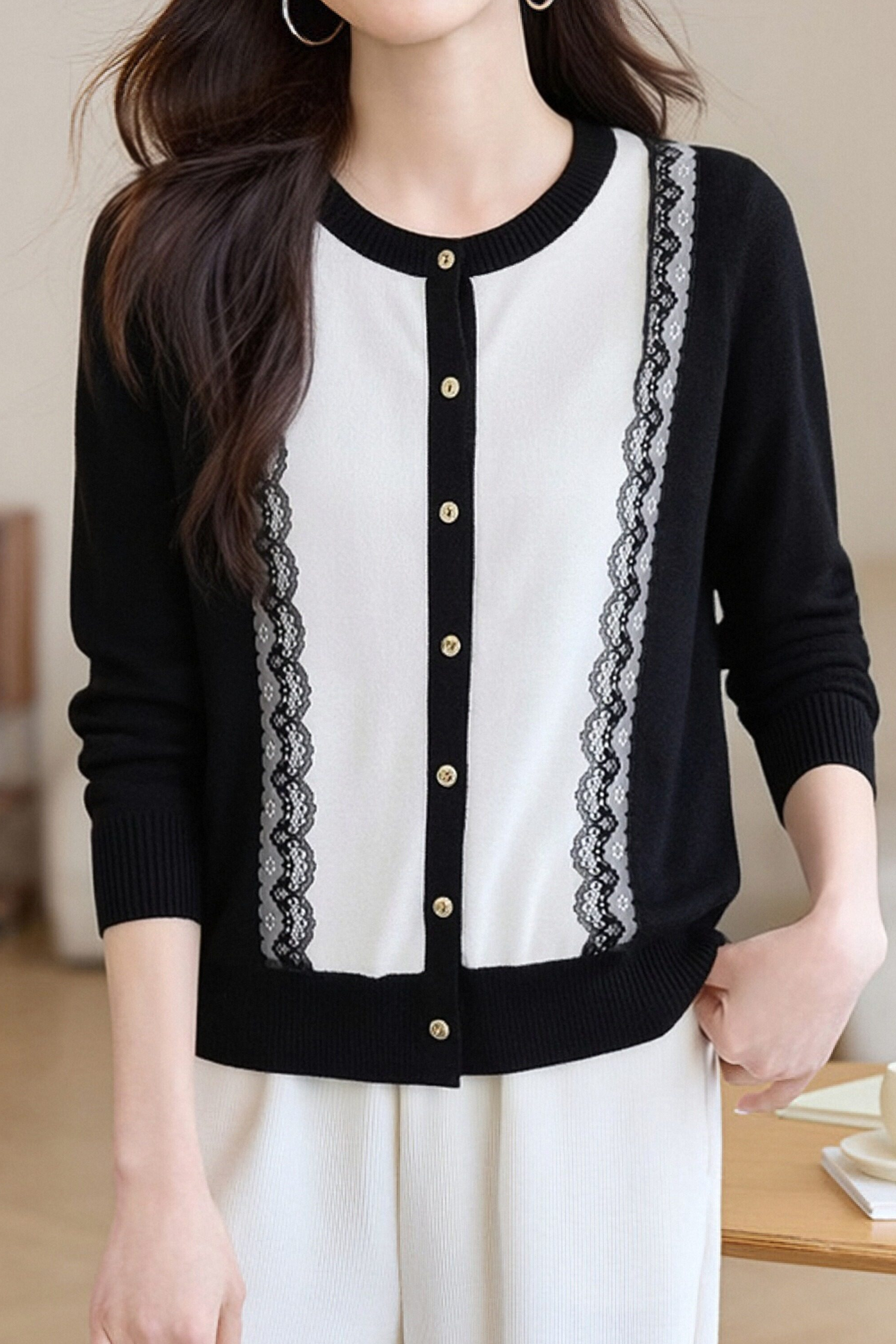 Casual Lace Knitted Cardigan - liwisi