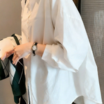 Casual Elegant Versatile 100% Cotton White Shirt - liwisi