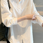 Casual Elegant Versatile 100% Cotton White Shirt - liwisi