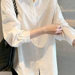 Casual Elegant Versatile 100% Cotton White Shirt - liwisi