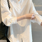 Casual Elegant Versatile 100% Cotton White Shirt - liwisi