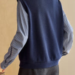 Casual Versatile Striped Patchwork Fake Two-Piece Knitted Top - liwisi