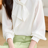 Elegant Lightweight Tie-Waist Jacquard Blouse