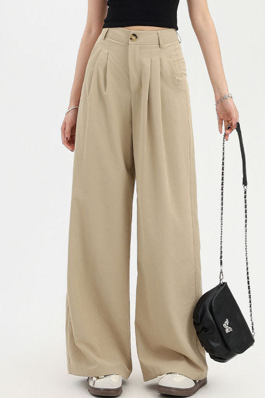 Casual High-Waisted Loose Straight Wide-Leg Pants - liwisi