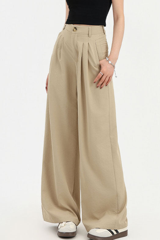 Casual High-Waisted Loose Straight Wide-Leg Pants - liwisi