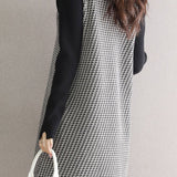 Casual Elegant Mock Neck Long-Sleeve Knitted Dress