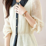 Elegant Temperament Double-Layer Patchwork Textured Blouse