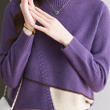 Casual Color-Block Geometric Knitted Top