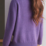 Casual Color-Block Geometric Knitted Top