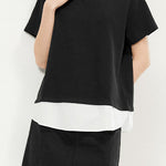 Casual Fake Two-Piece V-Neck Waffle T-Shirt - liwisi