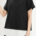 Casual Fake Two-Piece V-Neck Waffle T-Shirt - liwisi