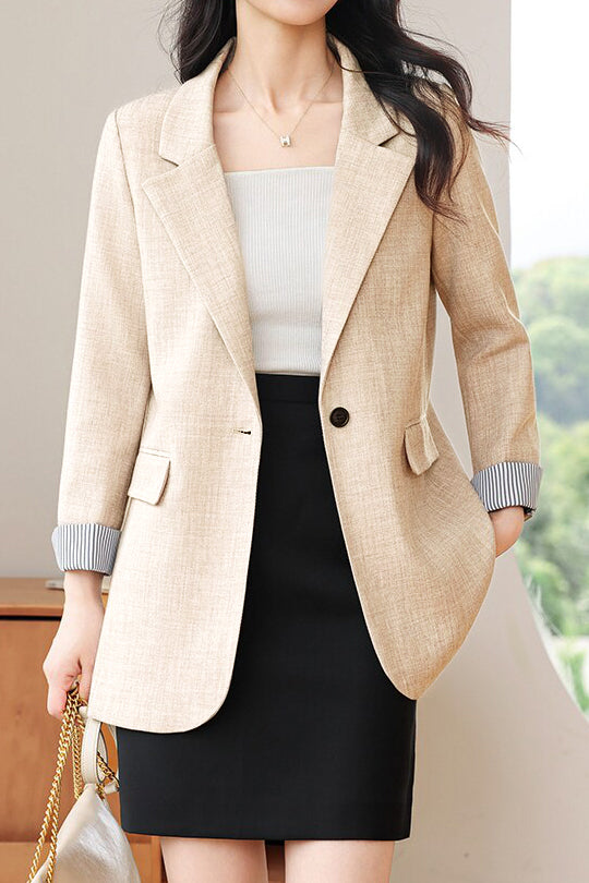 Casual Stripe Patchwork Blazer - liwisi