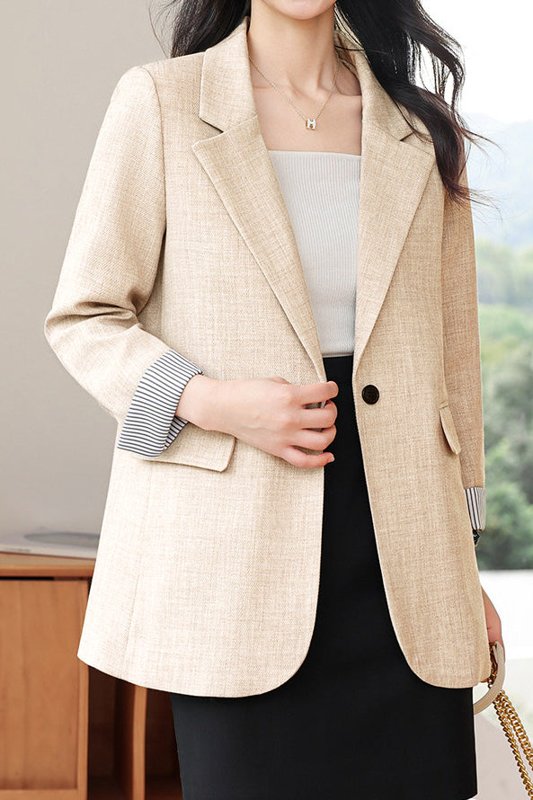 Casual Stripe Patchwork Blazer - liwisi