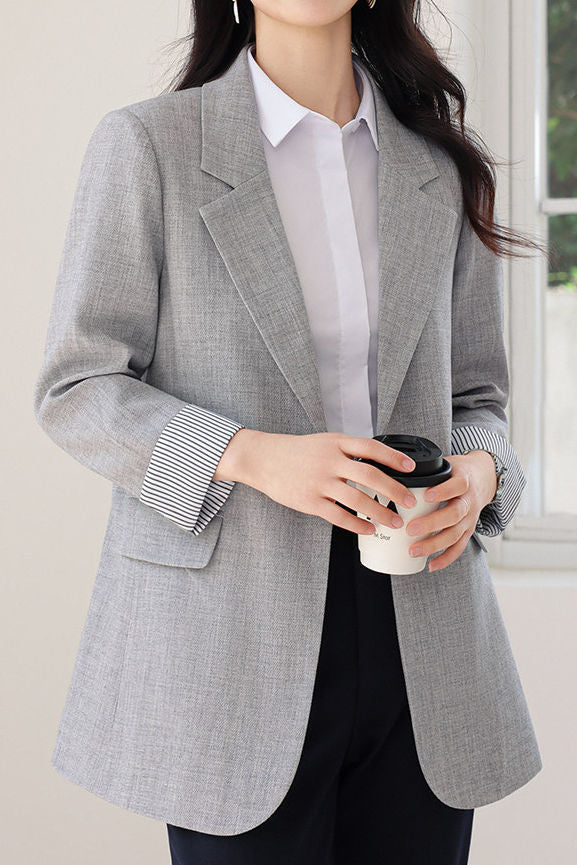 Casual Stripe Patchwork Blazer - liwisi