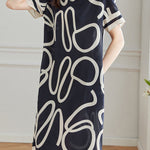 Silk Geometric Print Mulberry Silk Dress - liwisi