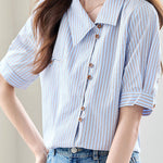 Casual Minimalist Stripe Lapel Shirt - liwisi