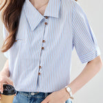 Casual Minimalist Stripe Lapel Shirt - liwisi