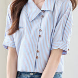 Casual Minimalist Stripe Lapel Shirt - liwisi