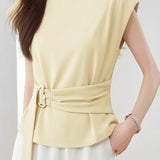 Casual Minimalist Waist Button Shirt - liwisi