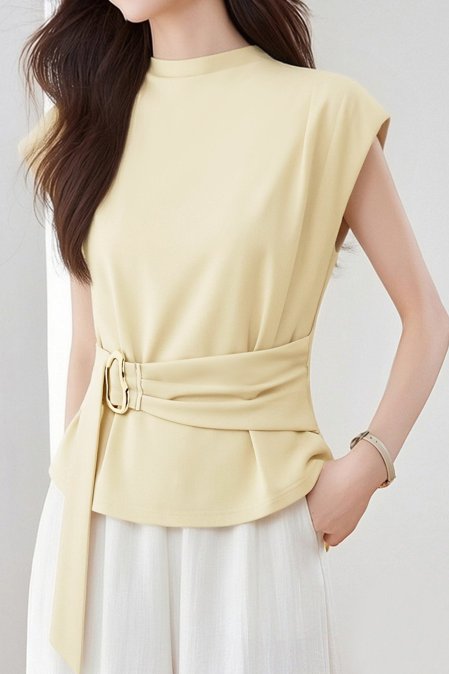 Casual Minimalist Waist Button Shirt - liwisi