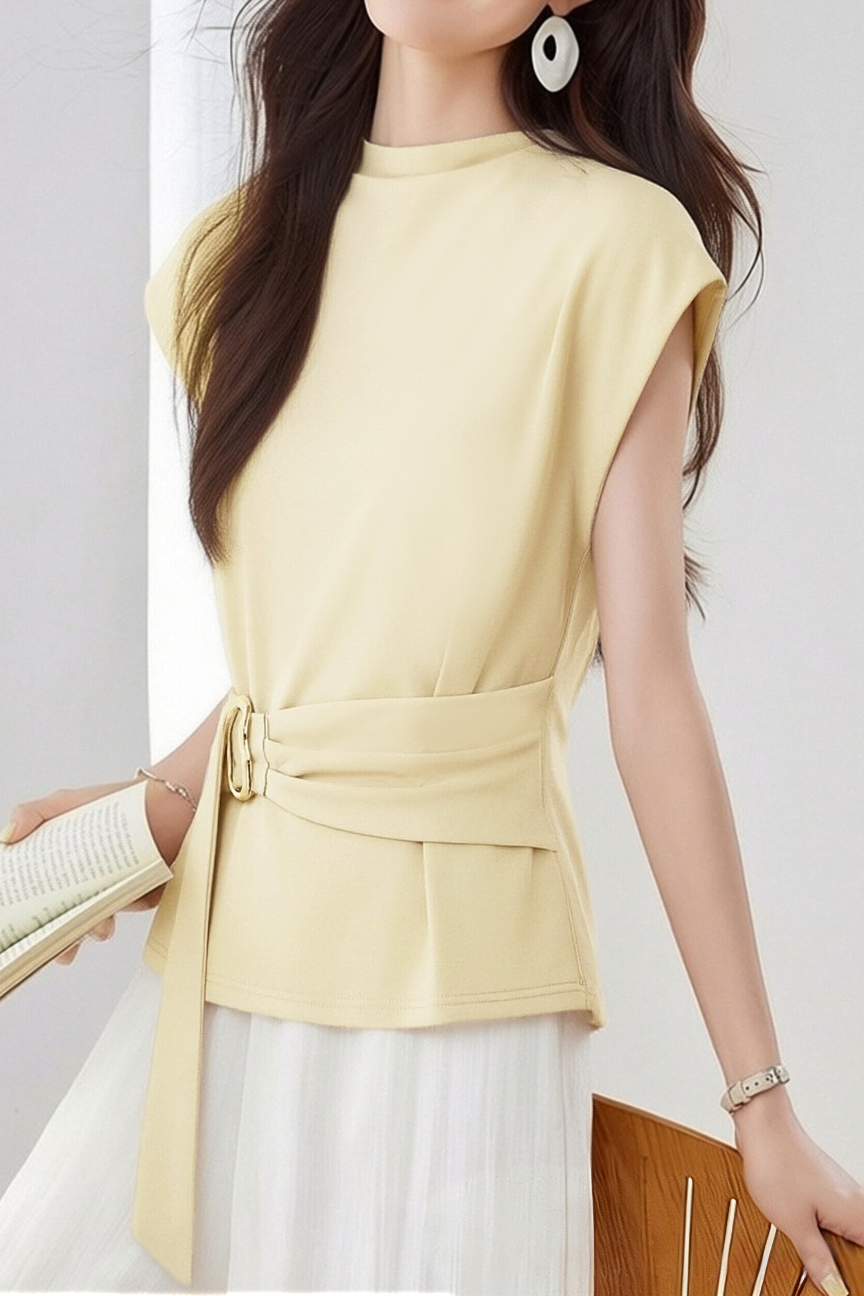 Casual Minimalist Waist Button Shirt - liwisi