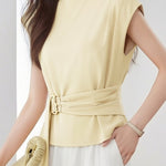 Casual Minimalist Waist Button Shirt - liwisi