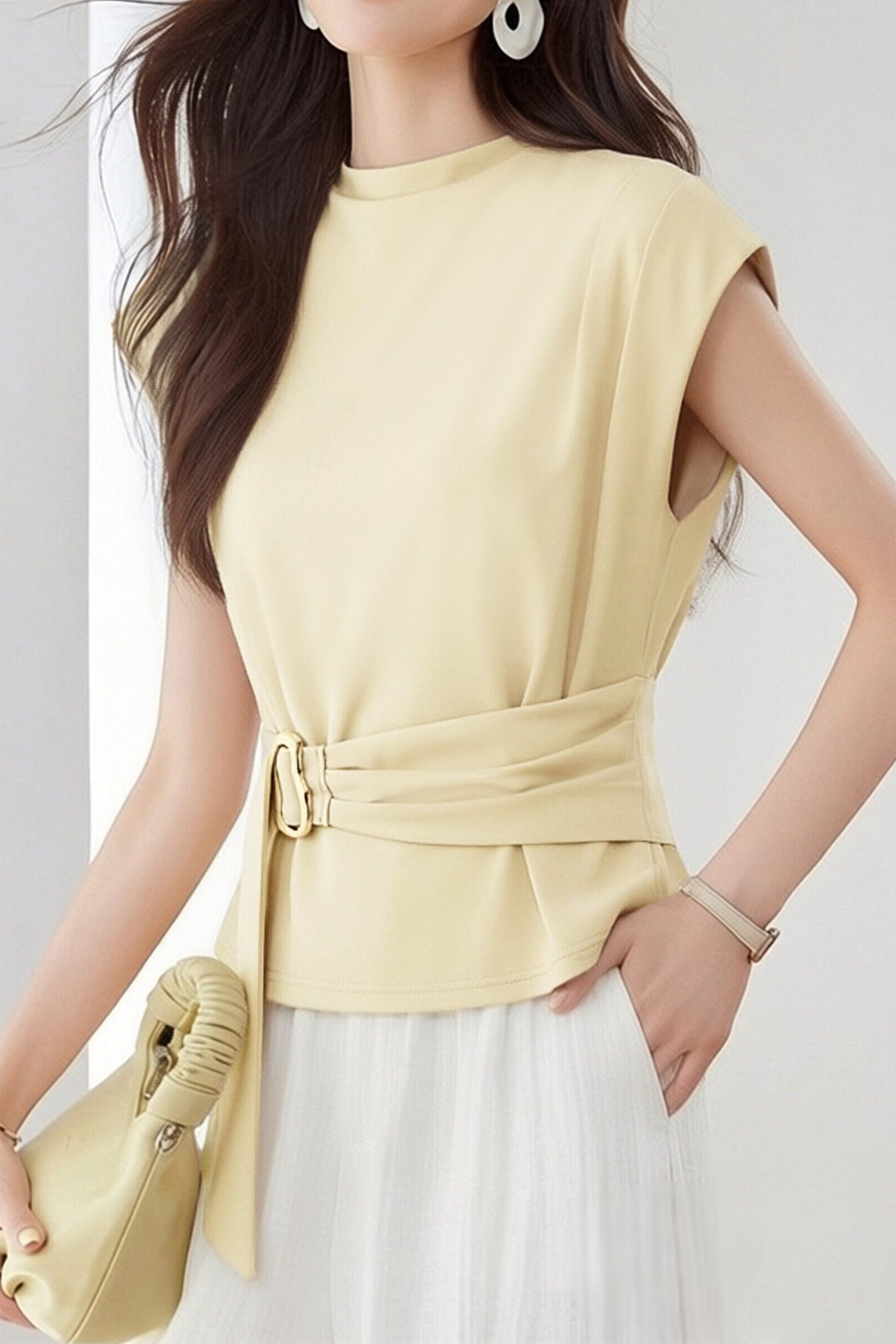 Casual Minimalist Waist Button Shirt - liwisi