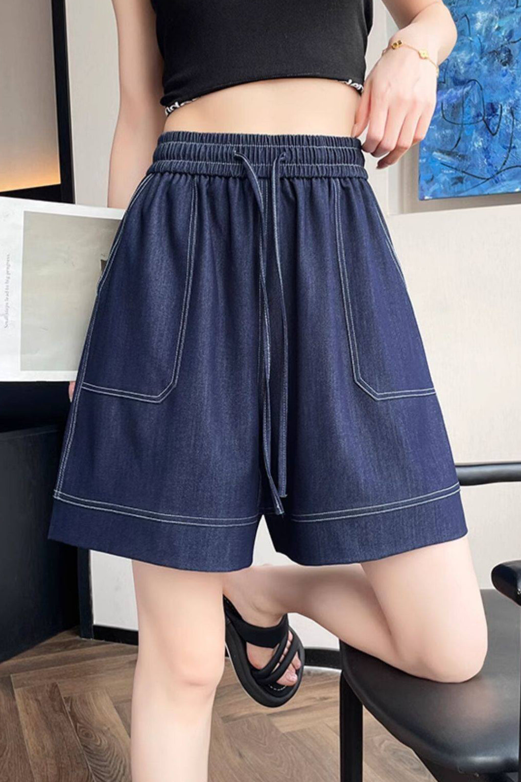 Casual Loose Wide Leg Denim Shorts - liwisi