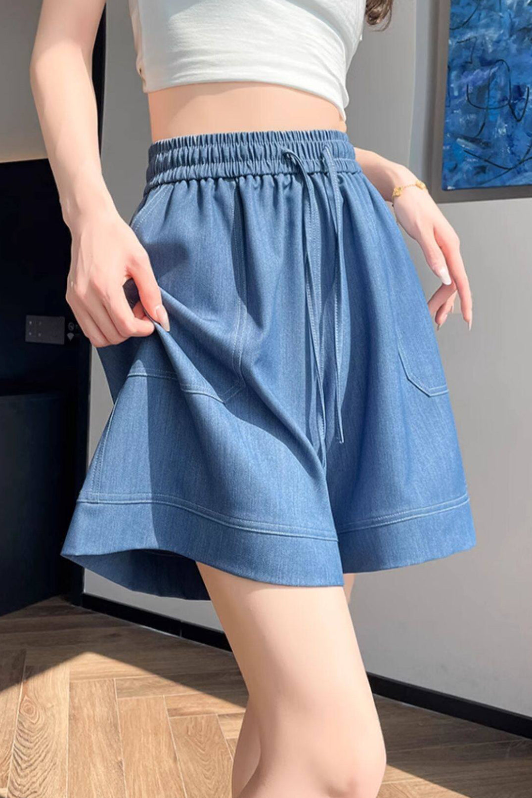 Casual Loose Wide Leg Denim Shorts - liwisi
