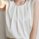 Commute Pleated Satin Sleeveless Shirt - liwisi