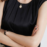 Commute Pleated Satin Sleeveless Shirt - liwisi