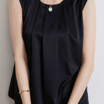 Commute Pleated Satin Sleeveless Shirt - liwisi